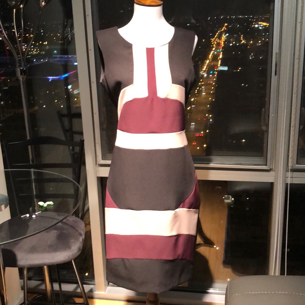 Black purple lavender color block dress